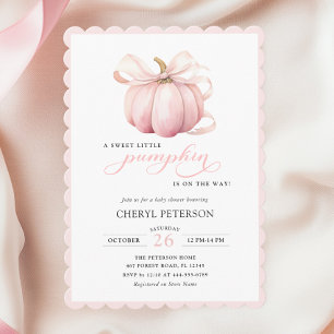 Invitación Calabacita en Camino Lazo Rosa Baby Shower