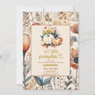Invitación Calabacita otoñal shower floral acuarela para bebé