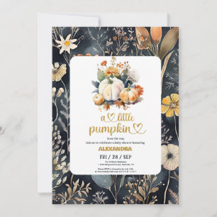 Invitación Calabacita otoño flores acuarela baby shower
