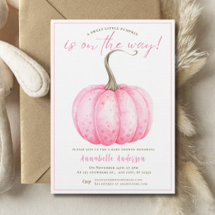 Invitación Calabacita Rosa Aquarela Ducha de Bebé Niña