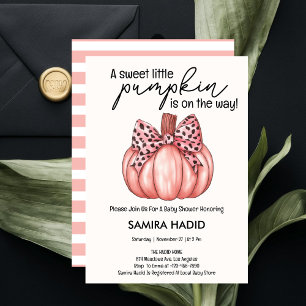 Invitación Calabacita Rosa Es una Niña Baby Shower de Otoño