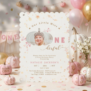 Invitación Calabacita Rosa Maravillosa Foto Cumpleaños 1er Añ