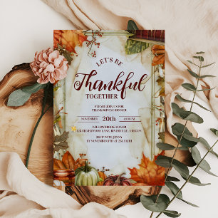 Invitación Calabaza acuarela deja cena de Acción de Gracias