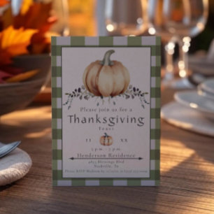Invitación Calabaza acuarela Día de Acción de Gracias   Green