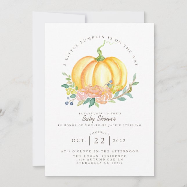 Invitación Calabaza acuática | Baby Shower otoño (Anverso)