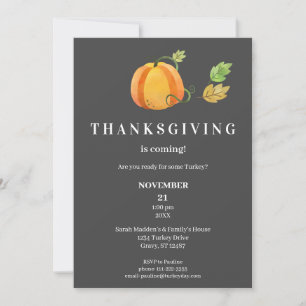 Invitación Calabaza acuática de la cena de Acción de Gracias-