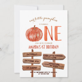 Invitación Calabaza acuática de primer cumpleaños "One"