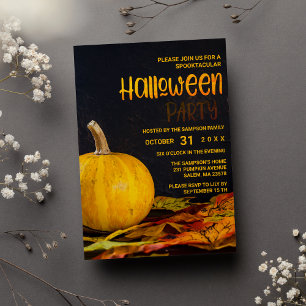 Invitación Calabaza amarilla naranja brillante Fiesta de Hall