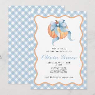 Invitación Calabaza Azul arco azul Ducha de bebé resistente I