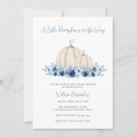 Calabaza azul Baby Shower bilingüe en inglés en es