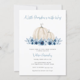 Invitación Calabaza azul Baby Shower bilingüe en inglés en es