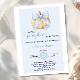 Invitación Calabaza azul bebé ducha minimalista