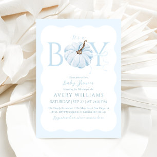 Invitación Calabaza azul es un niño Baby Shower de otoño mode