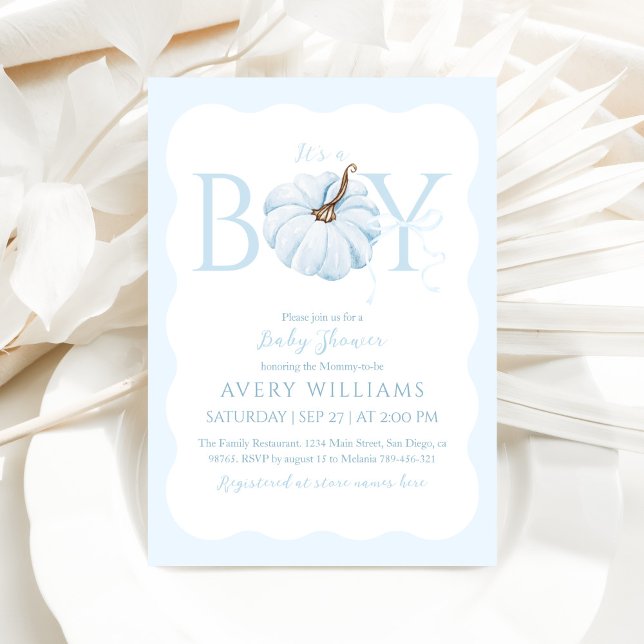 Invitación Calabaza azul es un niño Baby Shower de otoño mode (Subido por el creador)