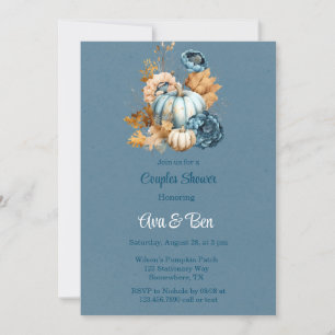 Invitación Calabaza azul Naranja Peony Parejas Ducha