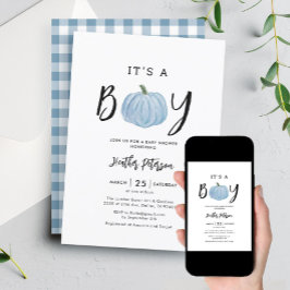 Invitación Calabaza azul otoño es un niño Baby Shower