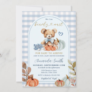 Invitación Calabaza azul Podemos salvar Baby Shower del oso d