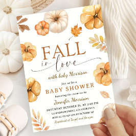 Invitación Calabaza Baby Shower cae en amor Género neutral