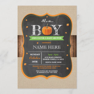 Invitación Calabaza Baby Shower es un muchacho que el fiesta