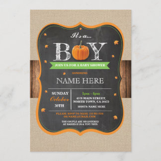 Invitación Calabaza Baby Shower es un muchacho que el fiesta