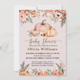 Invitación Calabaza Baby Shower Floral De Otoño En Invitati