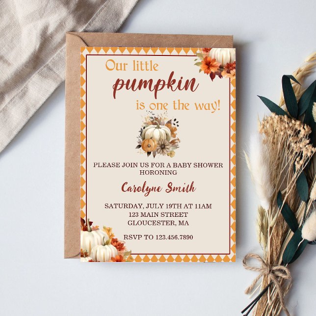 Invitación Calabaza Baby Shower Nuestra Calabaza Pequeña (Subido por el creador)
