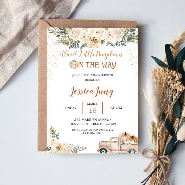 Invitación Calabaza Baby Shower Una Calabaza Pequeña Dulce (Subido por el creador)