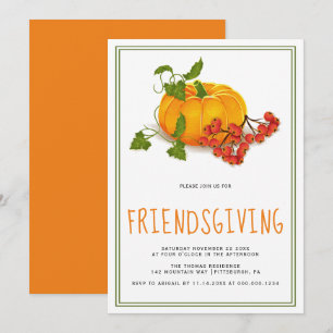 Invitación Calabaza, bayas naranja atrás Friendsgiving