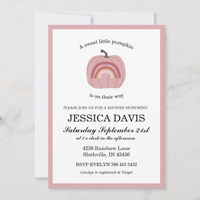 Invitación Calabaza Bebé Bebé (Anverso)