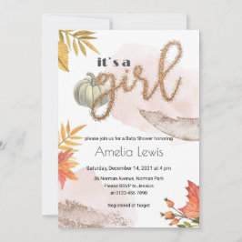 Invitación Calabaza bebé ducha caída de oro