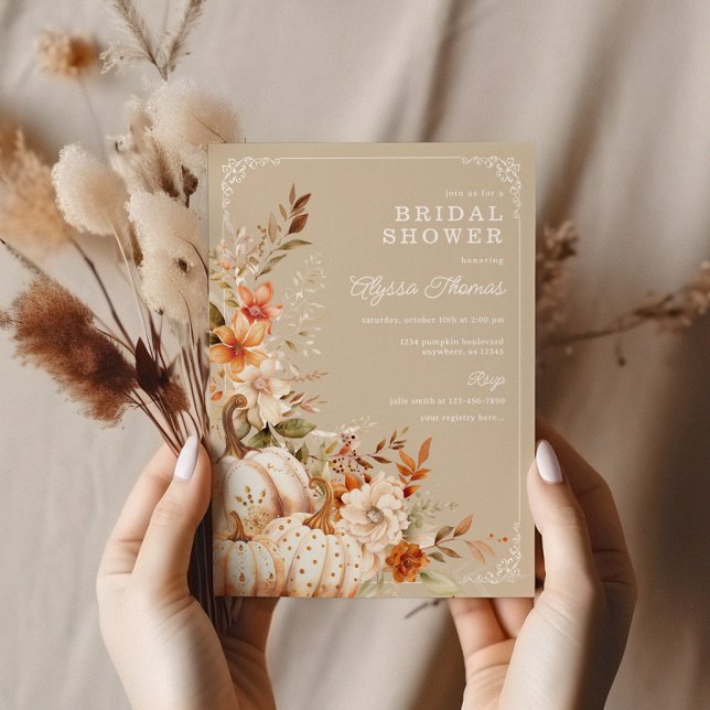Invitación Calabaza beige y ducha de novia con flores (Subido por el creador)