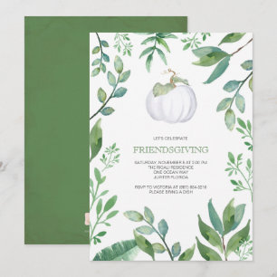 Invitación Calabaza Blanca Botánica Verdor Día de Acción de G