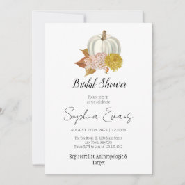 Invitación Calabaza blanca Ducha de Novias Blancas de otoño