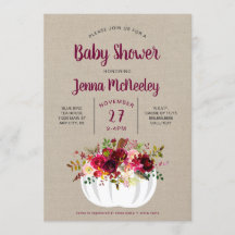 Calabaza blanca floral Baby Shower de Borgoña