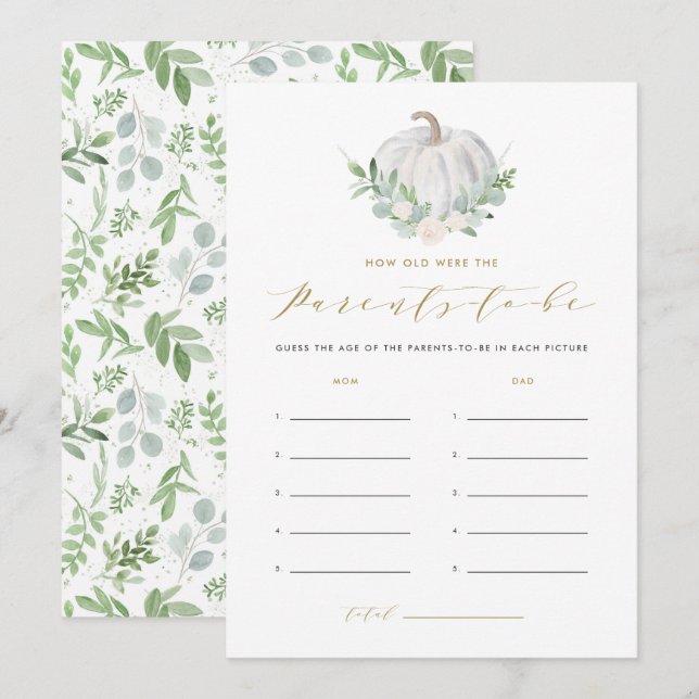 Invitación Calabaza blanca ¿Qué edad tenían los padres? (Anverso / Reverso)