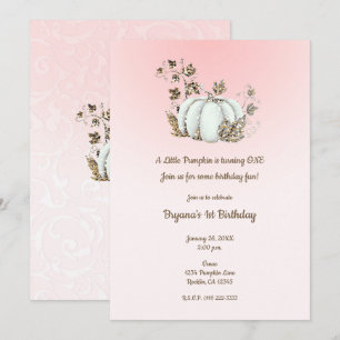 Invitación Calabaza blanca rosa cuento de hadas 1º