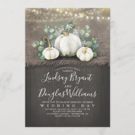 Invitación Calabaza blanca rústica y Boda del aliento del beb
