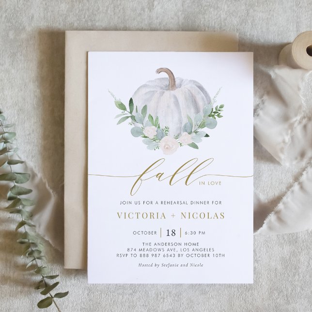 Invitación Calabaza blanca y vegetación Ensayo de otoño (Subido por el creador)