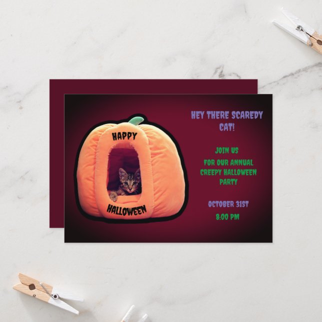 Invitación Calabaza borgoñona y Naranja Gatito espumoso (Anverso/Reverso In Situ)