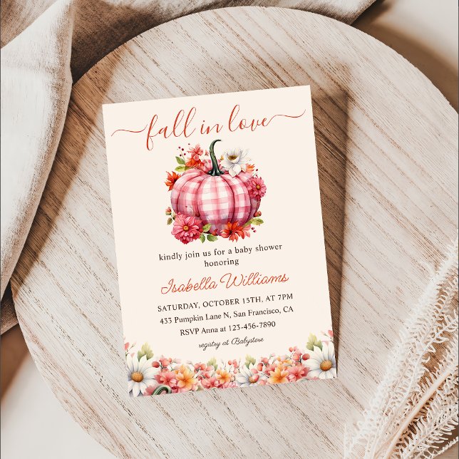 Invitación Calabaza Cae En El Amor Floral Baby Shower (Subido por el creador)