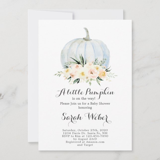 Invitación Calabaza chica de ducha para bebés (Anverso)