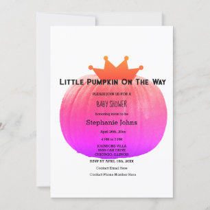Invitación Calabaza Chicas de Baby Shower rosa Resumen Código