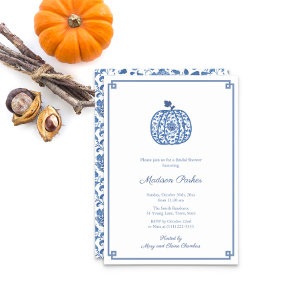 Invitación Calabaza Chinoiserie Ducha De Novias Azul Y Blanca