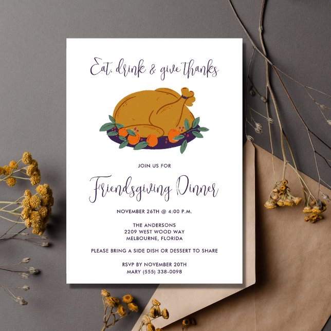 Invitación Calabaza Comer Bebida Gracias Cena Amigable (Subido por el creador)