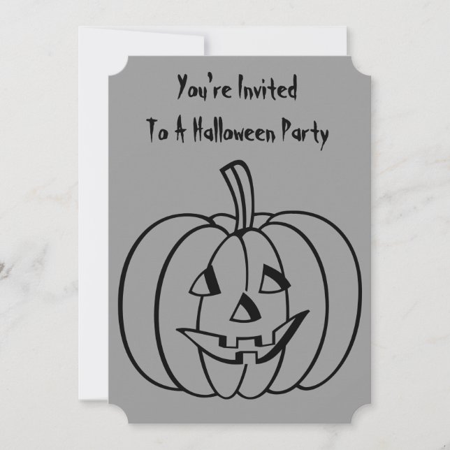 Invitación calabaza con cara corta para la fiesta de hallowee (Anverso)