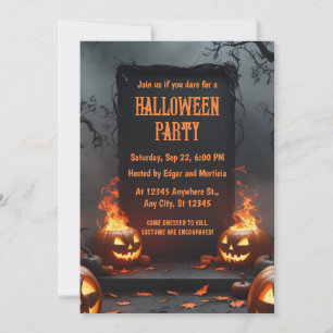 Invitación Calabaza con Halloween de Fuego