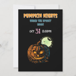 Invitación Calabaza con luna llena y Halloween