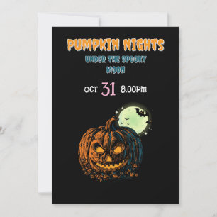Invitación Calabaza con luna llena y Halloween