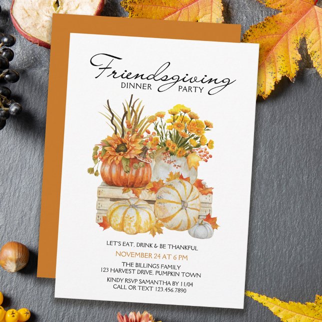 Invitación Calabaza Cosecha Flores Caídas Cena amistosa (Subido por el creador)