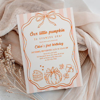 Invitación Calabaza Cumpleaños Naranja Lazo Calabaza